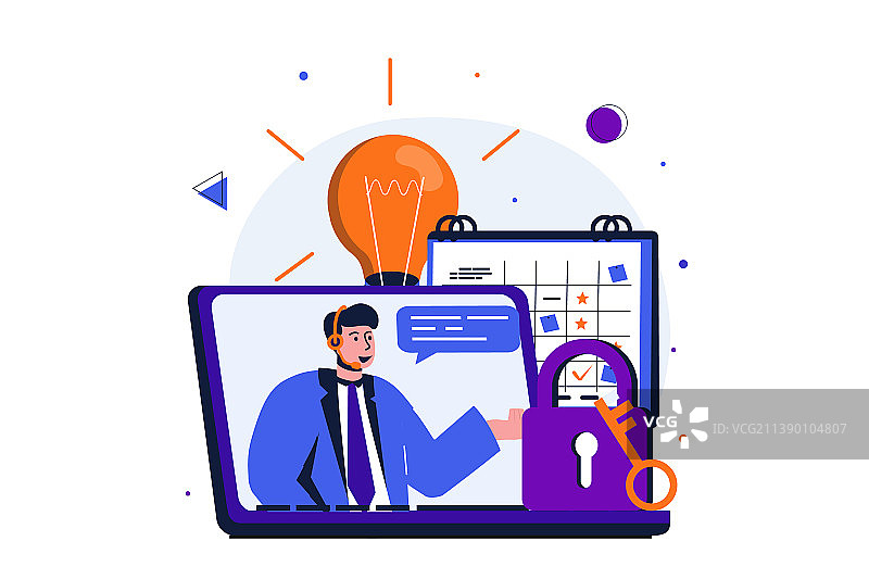 用于网络的客户服务现代扁平概念图片素材