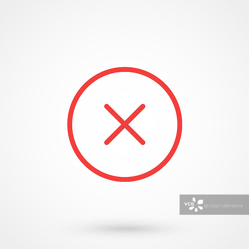 红色叉号元素图标，白色背景图片素材