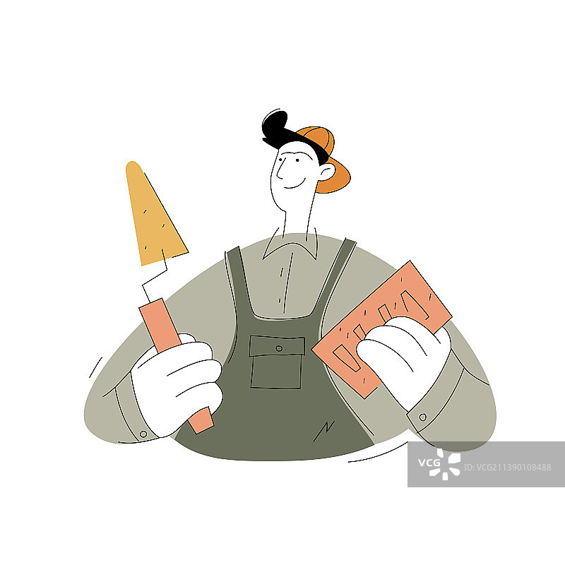 建筑工人角色：砌砖工人图片素材
