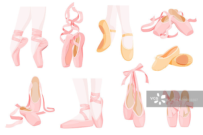 优雅女性芭蕾平底鞋集合图片素材