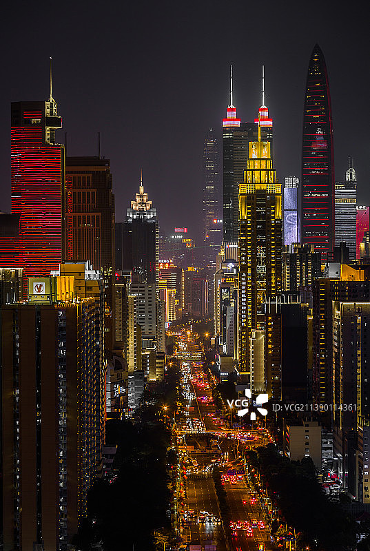 中国深圳市深南大道夜景图片素材