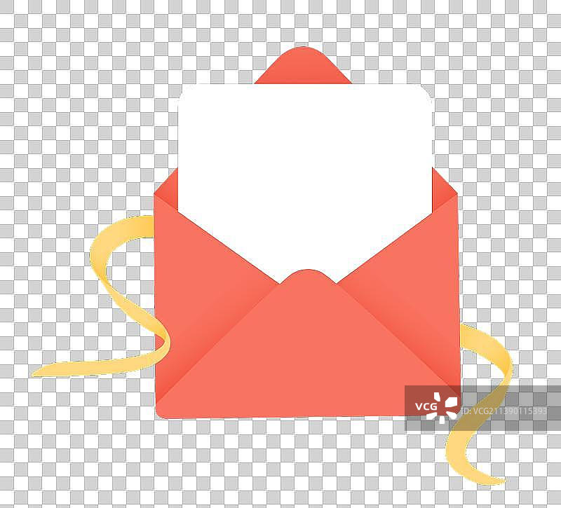 红色信封黄色丝带图片素材