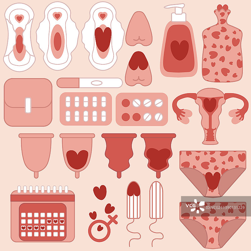 女性月经用品套装图片素材