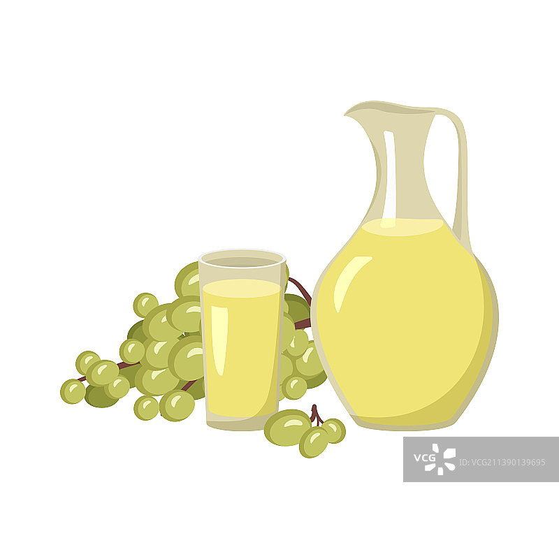黄葡萄汁壶与玻璃杯图片素材