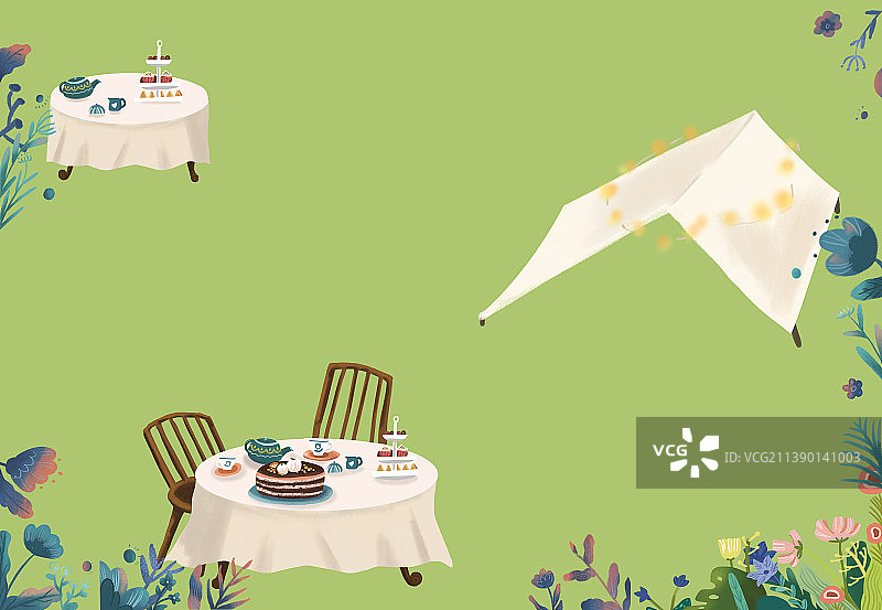 露营花园与下午茶图片素材