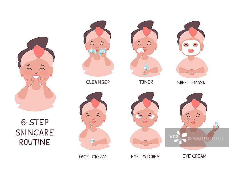 护肤步骤可爱积极的女孩图片素材