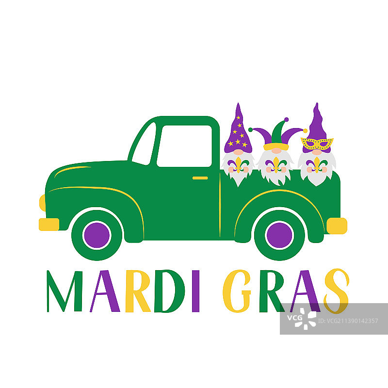 狂欢节复古卡车与可爱侏儒图片素材