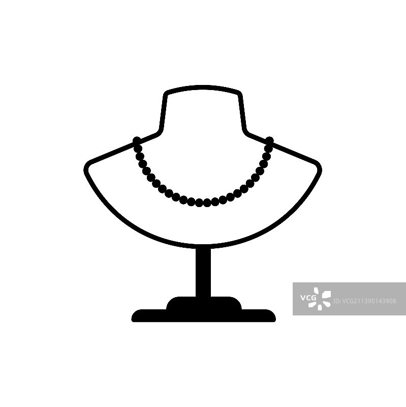 白色背景隔离的珍珠项链图标图片素材