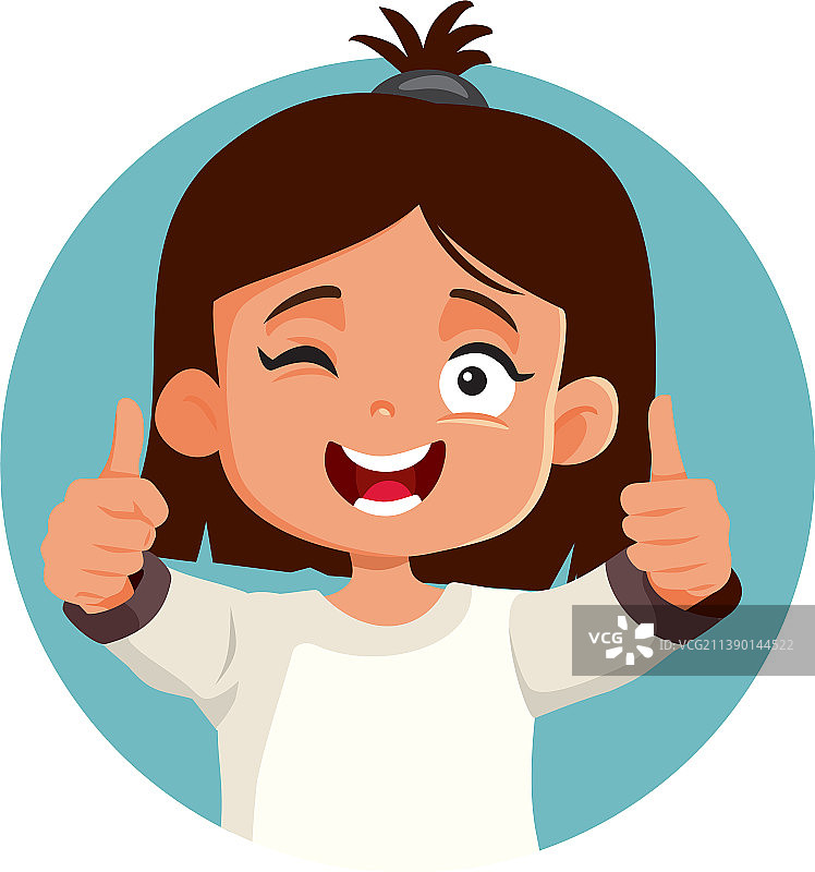竖起大拇指的小女孩图片素材