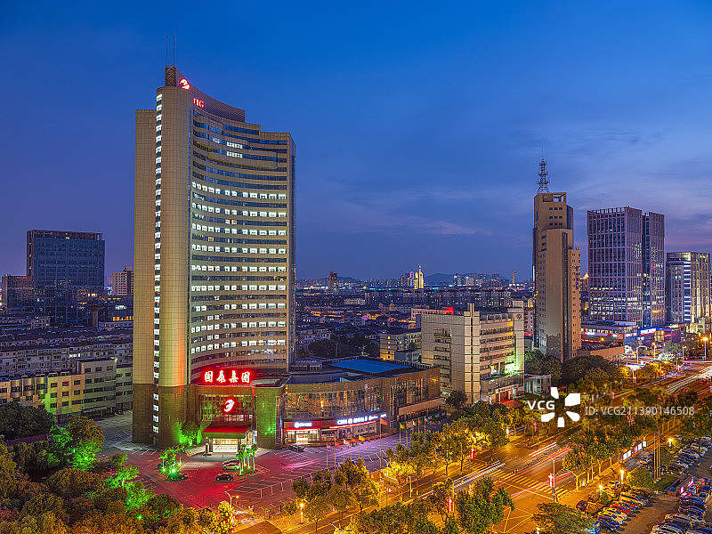 张家港人民路夜景（2）图片素材