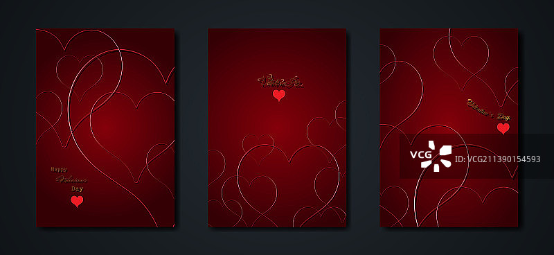 情人节快乐红色贺卡套装图片素材
