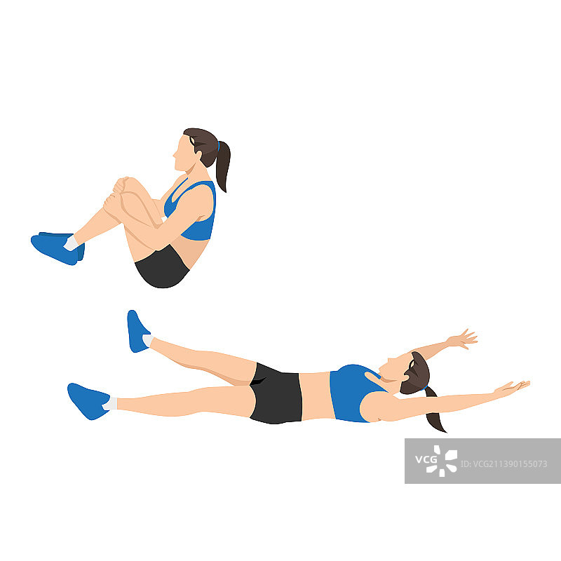女人做屈腿V字支撑运动图片素材