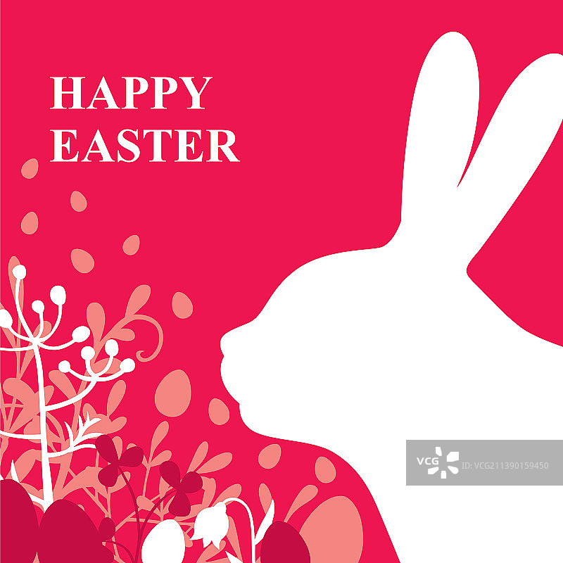复活节彩蛋兔子轮廓贺卡图片素材