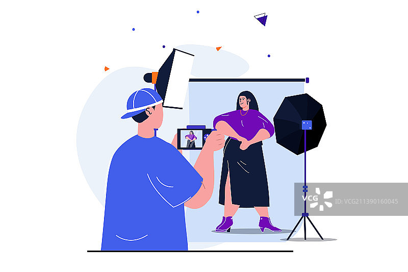 用于网页banner的现代扁平风格照相馆概念设计图片素材