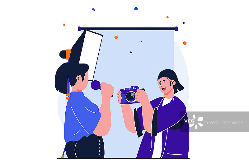 用于网页banner的现代扁平风格照相馆概念设计图片素材