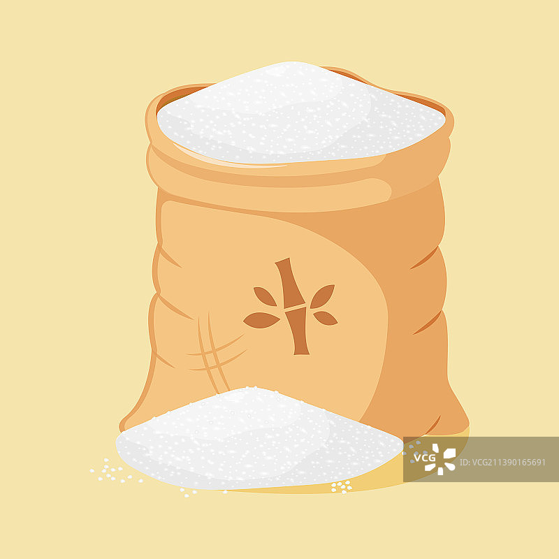 散装的帆布袋装蔗糖图片素材