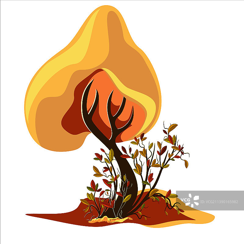 以一棵孤树为主题的秋季概念图片素材