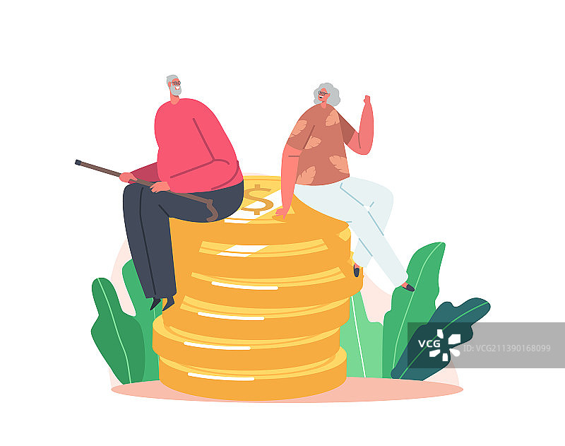 快乐的老年男女角色坐着图片素材