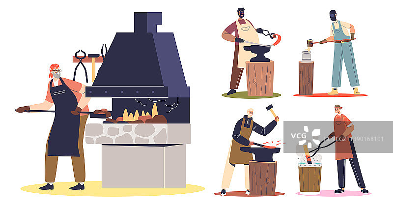 铁匠在锻造车间工作图片素材