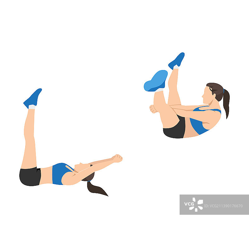 做卷腹切练习的女人图片素材