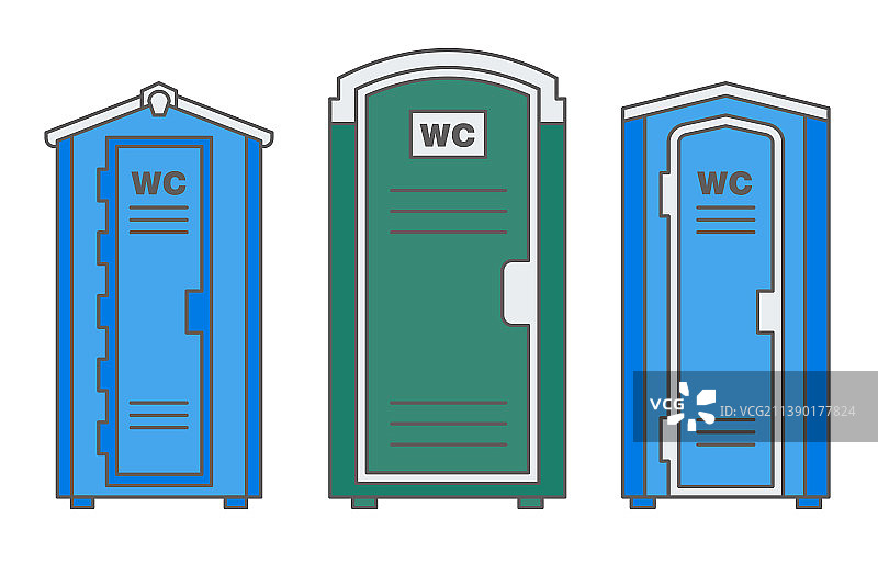 蓝色移动便携式生物马桶正面图图片素材