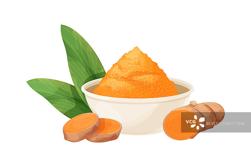 卡通碗中姜黄粉图片素材