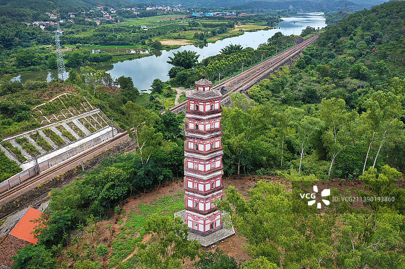 广东省河源市龙川县千年古县佗城正相塔正相寺航拍图片素材