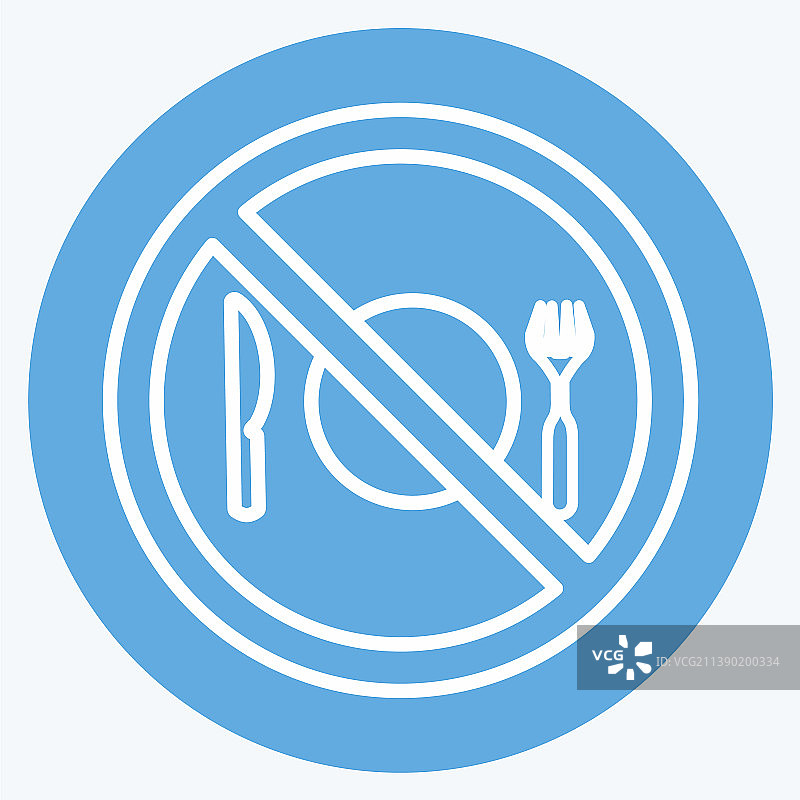 禁止食物图标 - 蓝色简约风格图片素材
