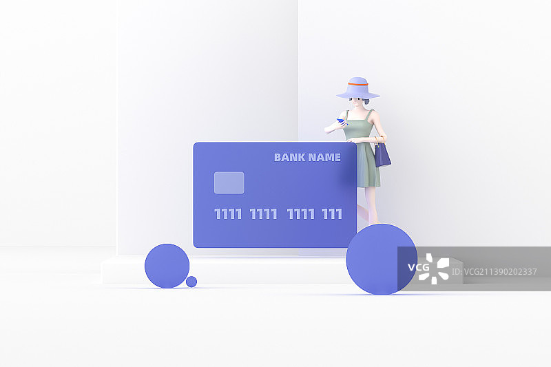 3D渲染连衣裙卡通女孩图片素材