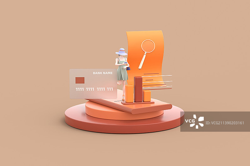 3D渲染连衣裙卡通女孩图片素材