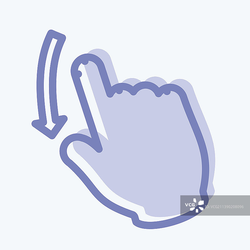 向下滑动手势图标 - 双色风格 - 简约图片素材