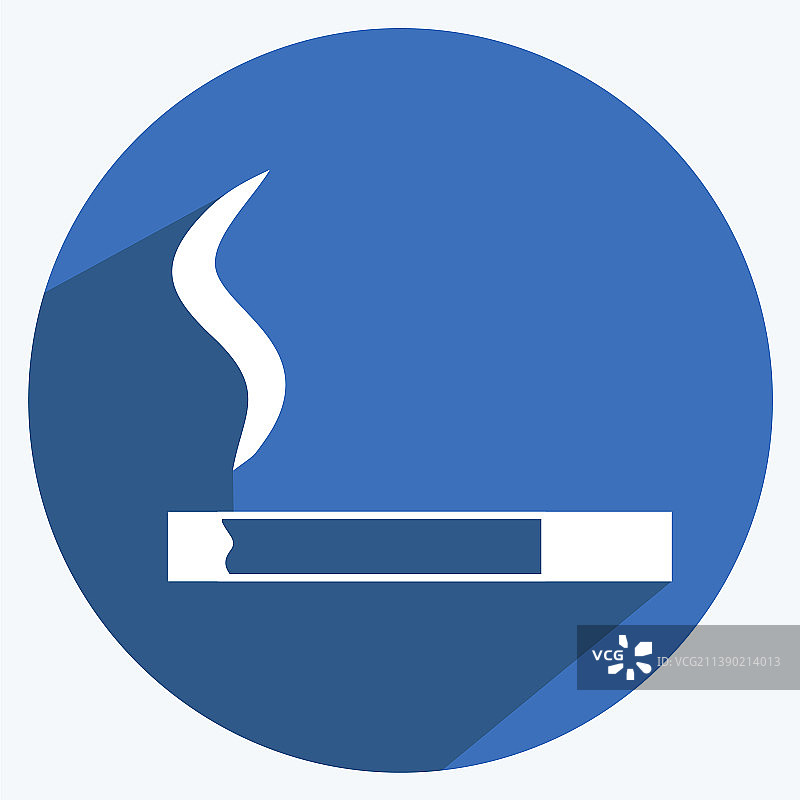 时尚长阴影风格的点燃的香烟图标图片素材