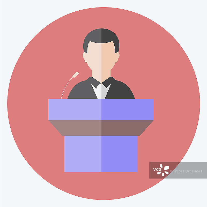 在时尚扁平风格的讲台上演讲图标图片素材