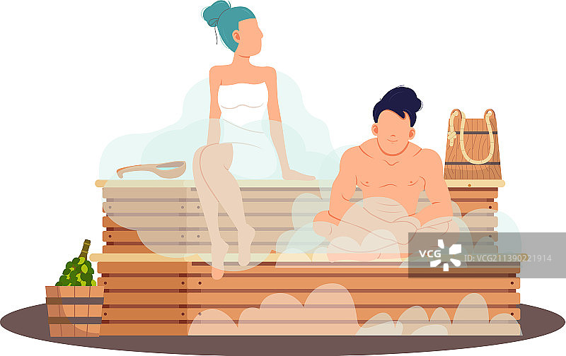 卡通人物蒸汽浴图片素材