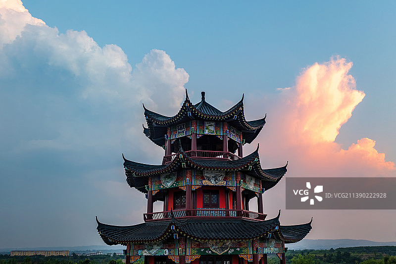 河南 郑州 荥阳 汜水 黄河 夕阳楼 虎牢关图片素材