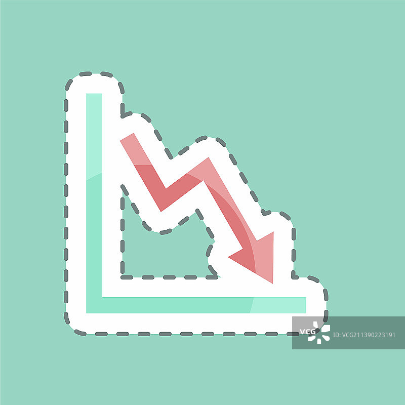潮流线条递减折线图贴纸图片素材