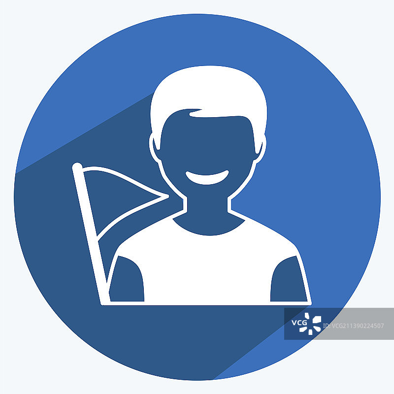 手持旗帜图标，潮流长阴影风格图片素材