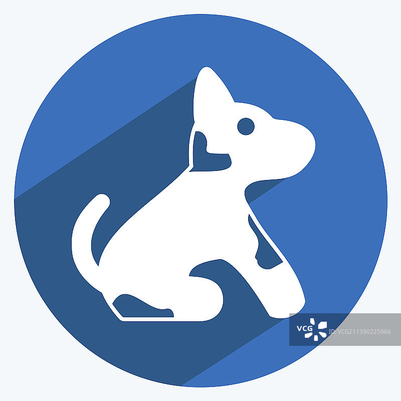 时尚长阴影风格宠物狗图标图片素材