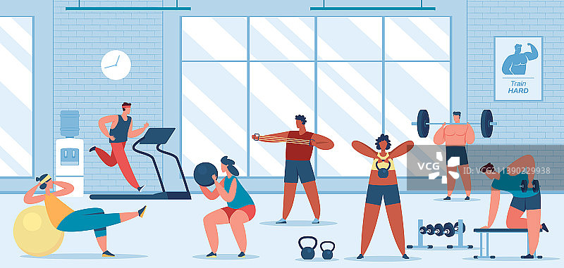 人们在健身房锻炼（男女）图片素材