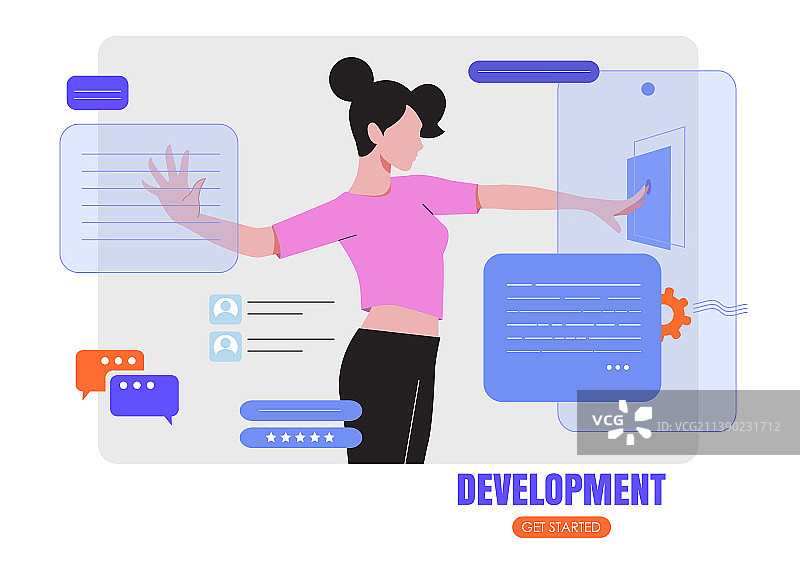 女设计师从事UI UX设计或手机设计图片素材