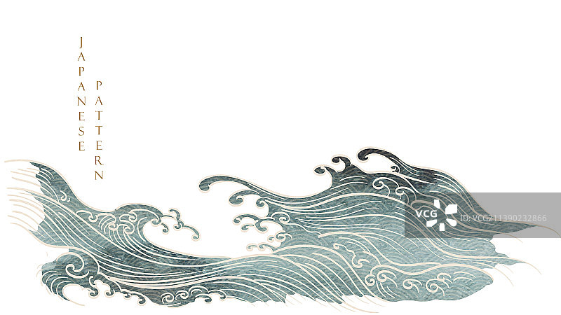 具有日式海浪图案的蓝色纹理图片素材