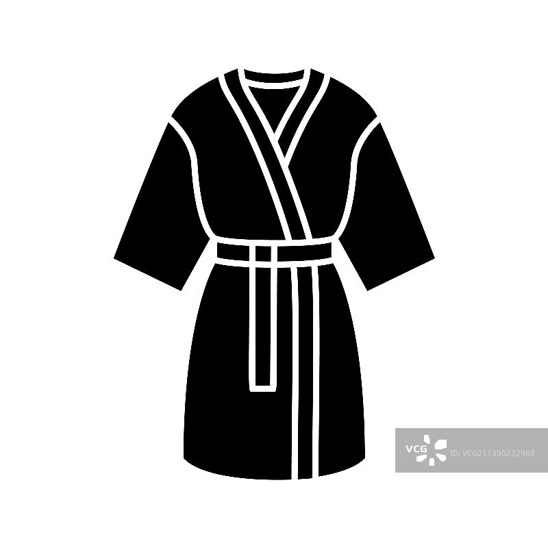 和服丝绸长袍黑色轮廓图标图片素材