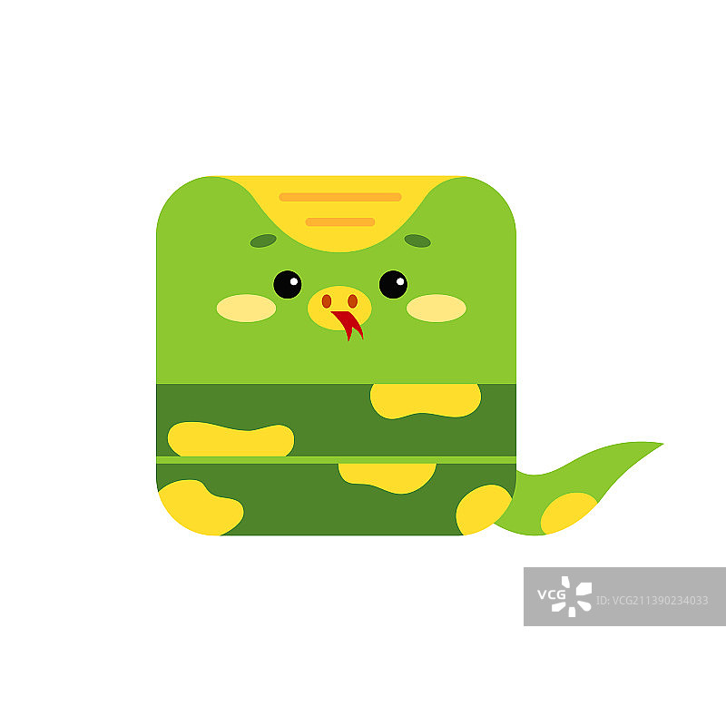 方形可爱生肖蛇头像图标图片素材