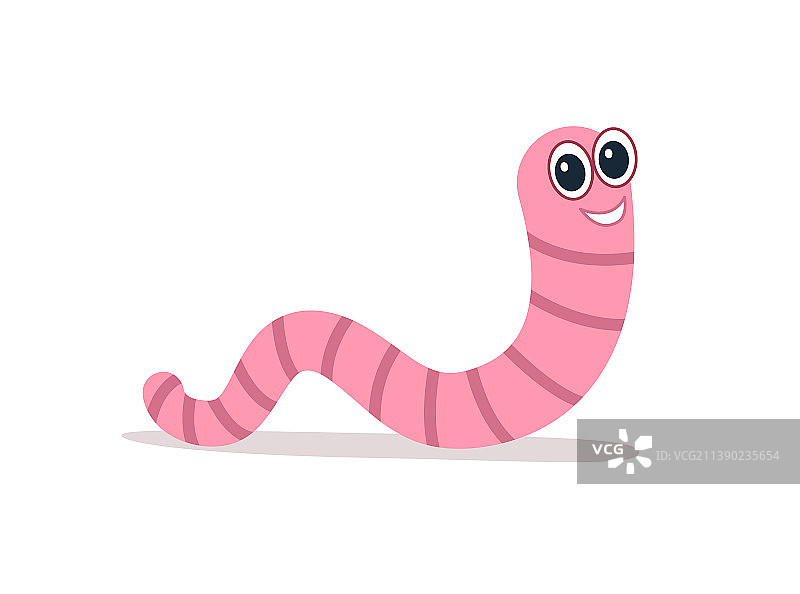 扁平风格粉色微笑蚯蚓图片素材