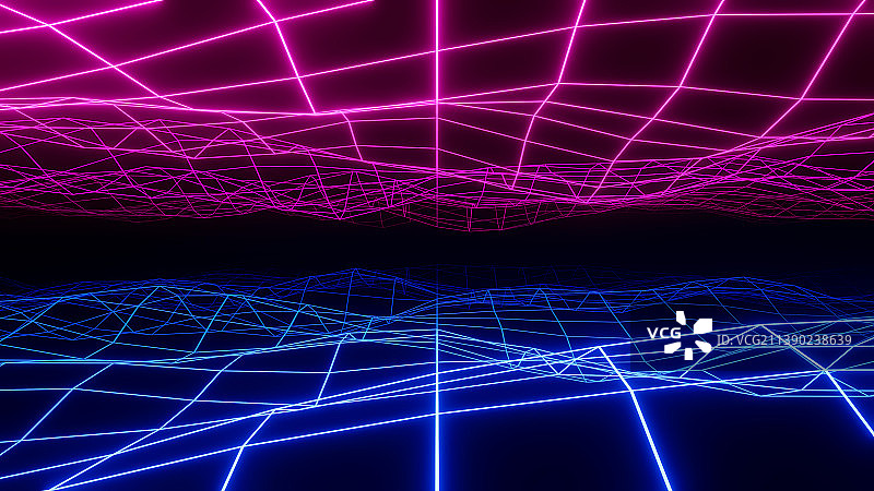 抽象丘陵波浪地形发光网格透视背景图图片素材