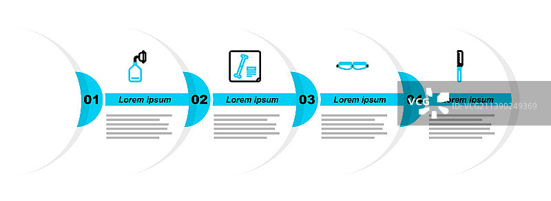 医用锯、安全护目镜与X光线条图片素材