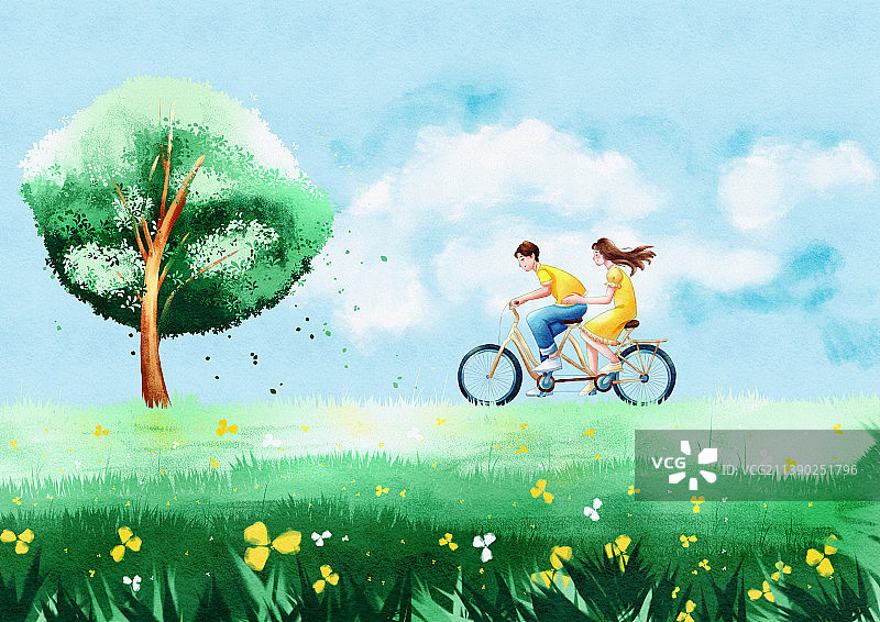 青年情侣在户外图片素材