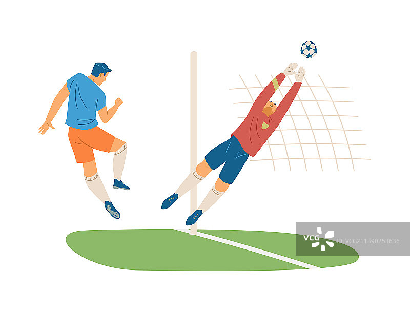 足球运动员踢球，守门员守门图片素材