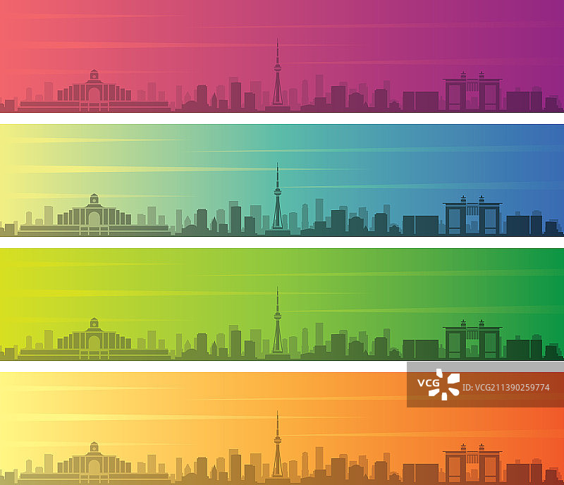 长春多种颜色渐变天际线banner图片素材