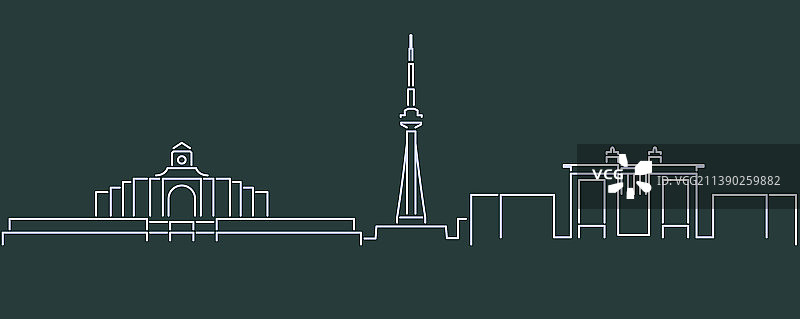 长春单线天际线轮廓图片素材